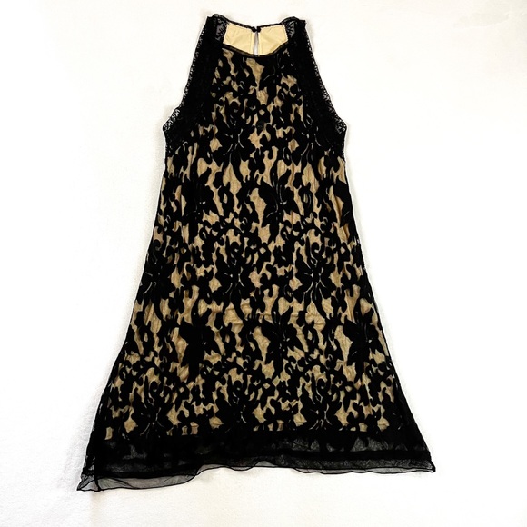 Chelsea and Violet XS Black Beige Lace Overlay Sleeveless Mini Dres - Picture 1 of 10